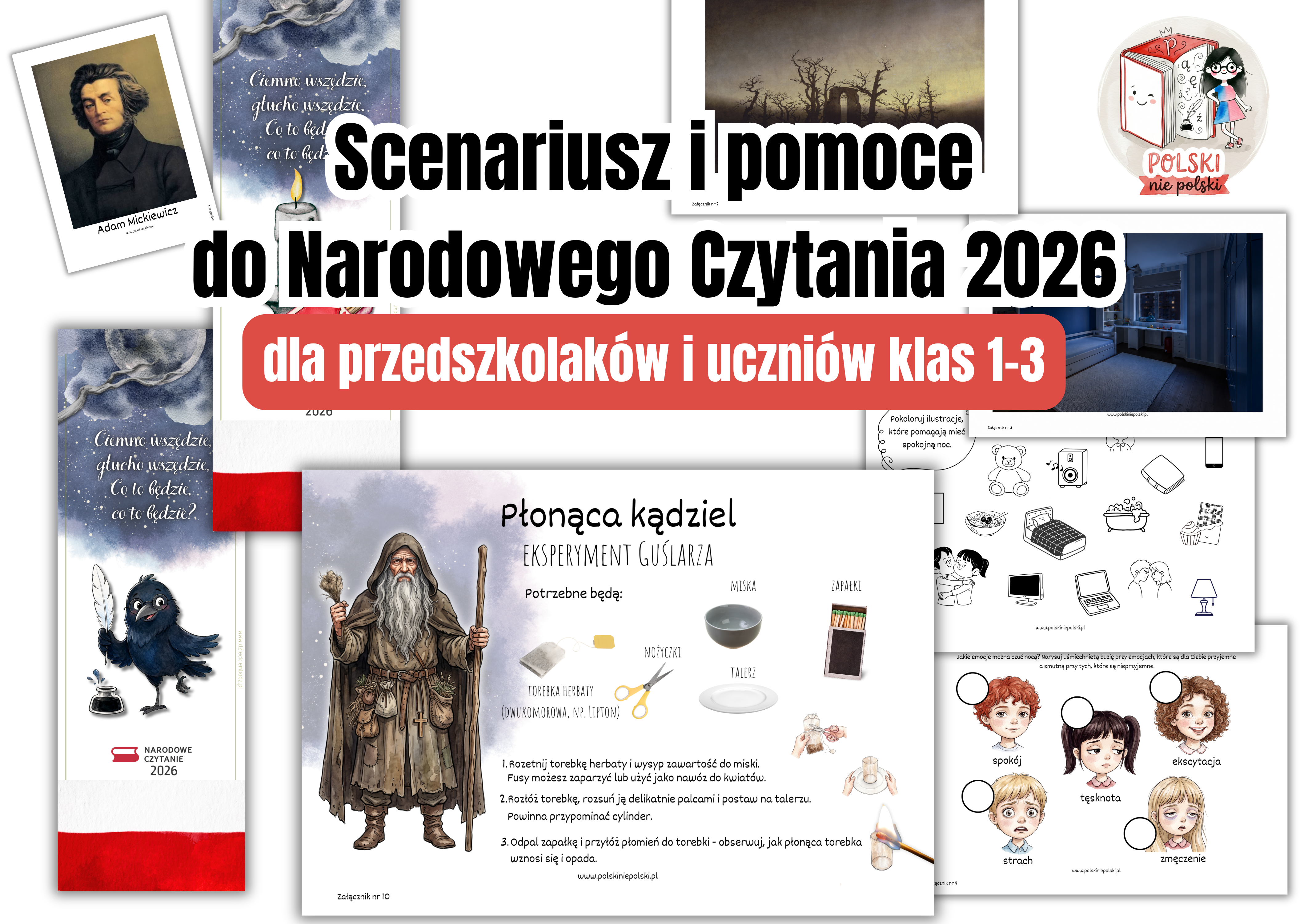 Narodowe Czytanie 2026 dla dzieci – darmowy scenariusz do „Dziadów” cz. II i pomoce PDF