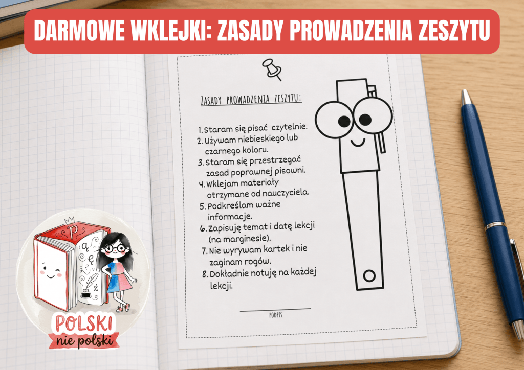 Zasady prowadzenia zeszytu – darmowe wklejki PDF do druku
