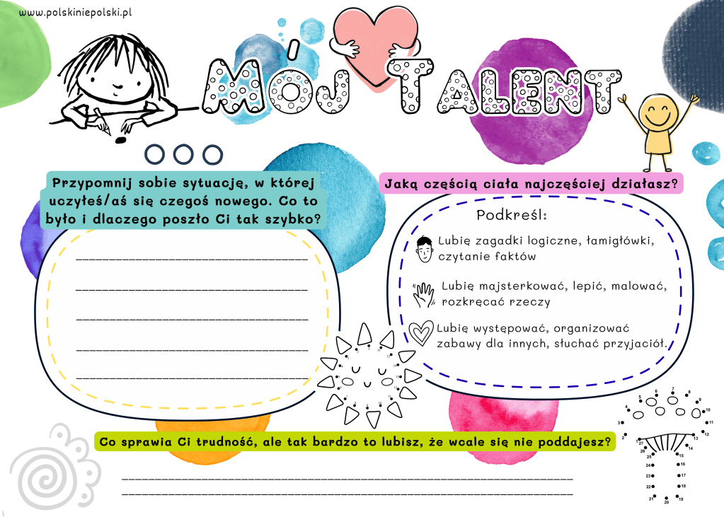 Dzień Kropki – Mój talent. Karty pracy dla klas 1-3 do druku